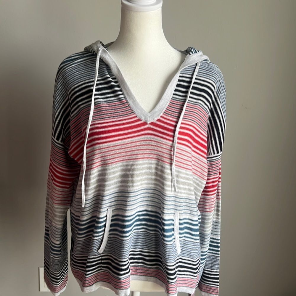 NEW Autumn  Cashmere MULTI STRIPE BEACH HOODIE     PLATINUM MULTI